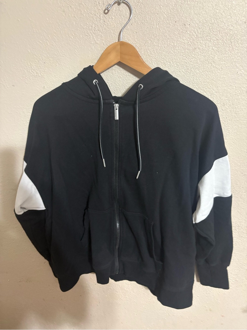 Calvin Klein Black Performance Zippered Hoodie with White Logo Trim